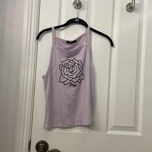 Obey Purple/Lavender tank top w/ Black rose Size:L